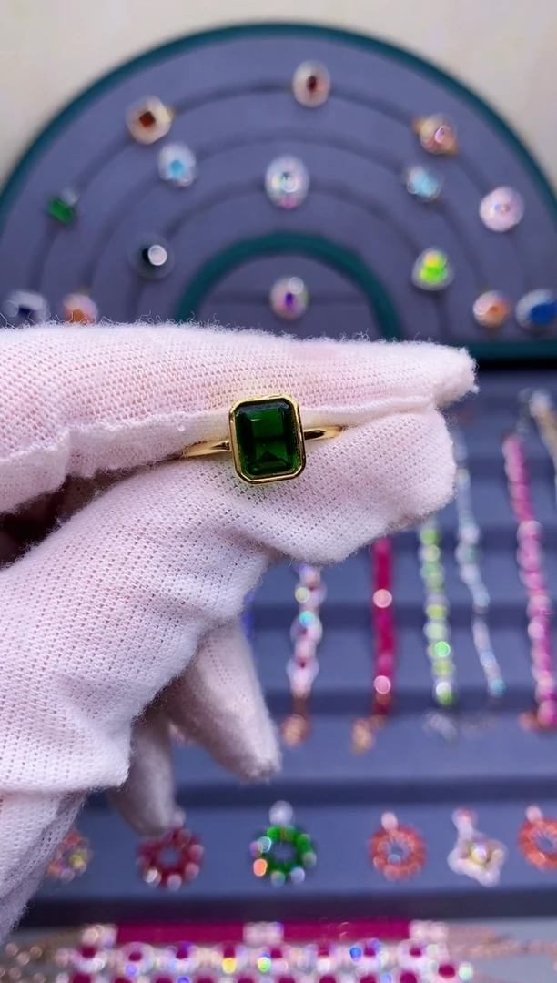 【闪购商品】透辉石戒指银S925镶嵌452