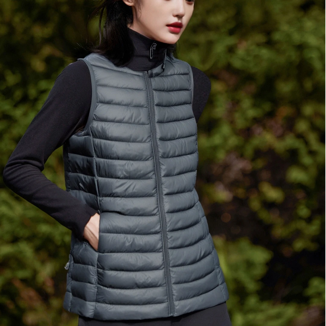 新款女士棉马甲棉衣绗缝02310轻薄中长款背心休闲防寒保暖时尚