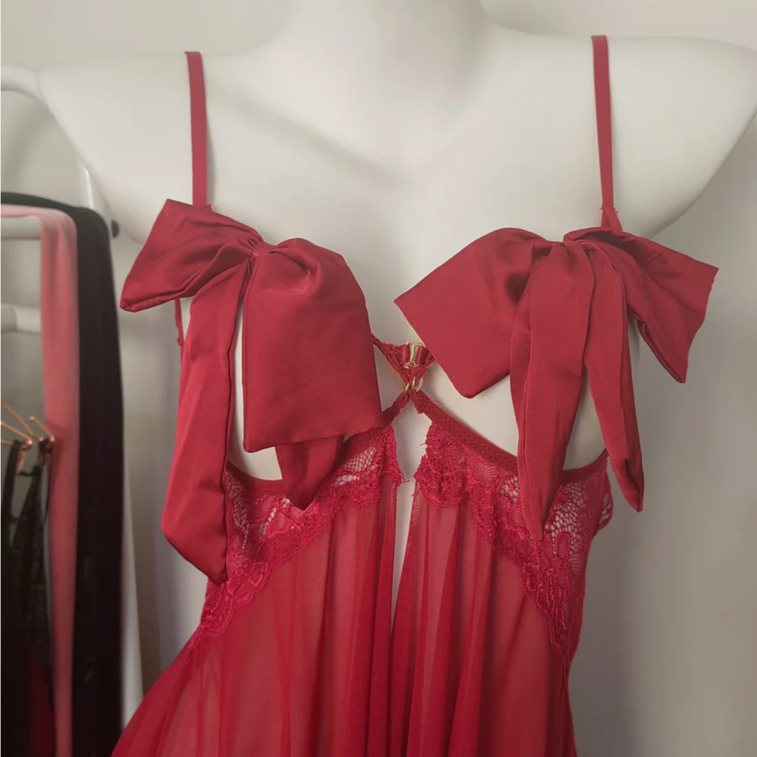 气质纯欲性感舒适网纱吊带家居服睡裙