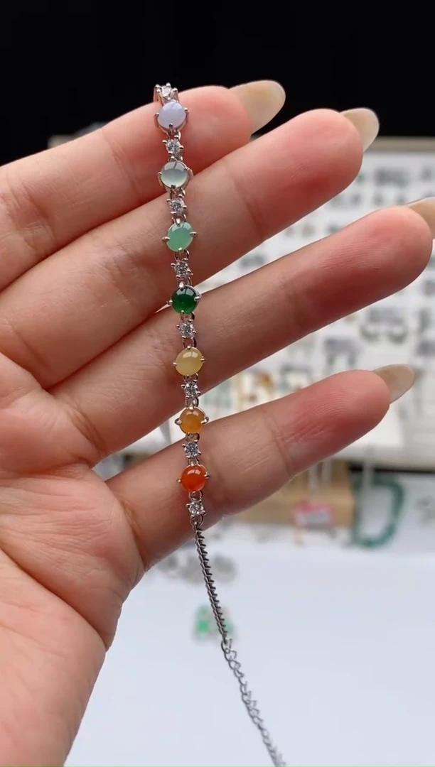 银S925镶嵌戒指翡翠I天然A货翡翠
