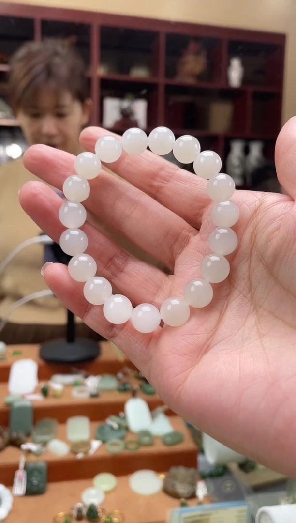 未镶嵌手串和田玉和田玉白冰手串10mm