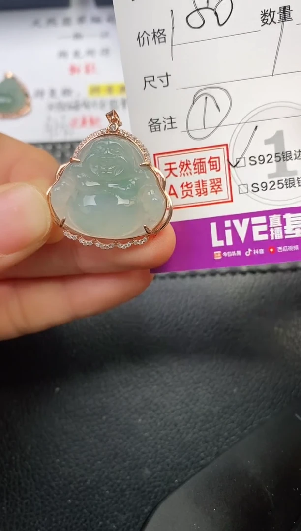颈饰银S925镶嵌翡翠用****9挂件