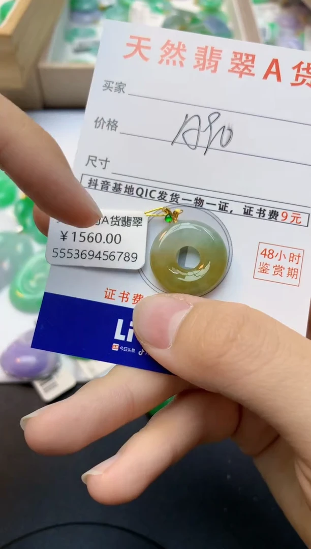 颈饰18K金镶嵌翡翠天然缅甸A货翡翠百元以上9元证书费自理