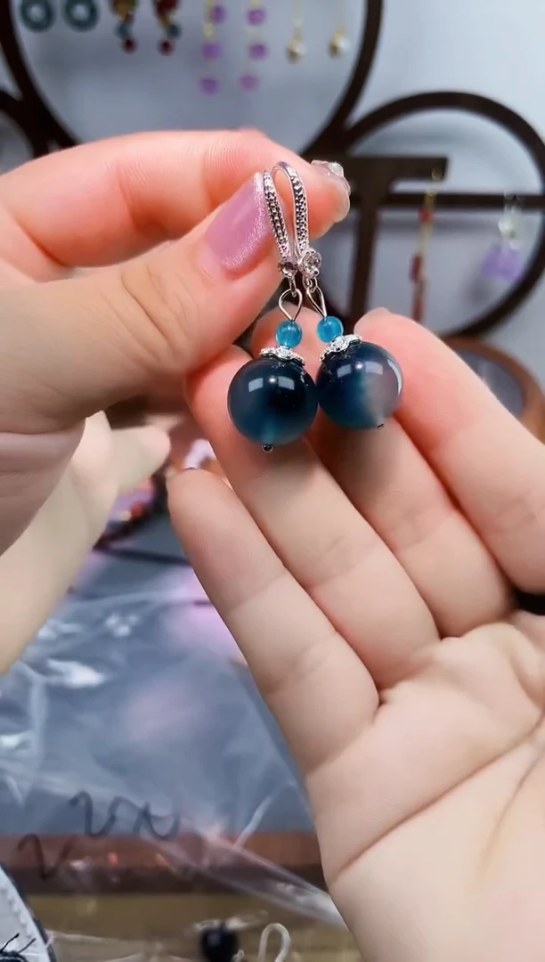 银S925镶嵌翡翠耳饰181000