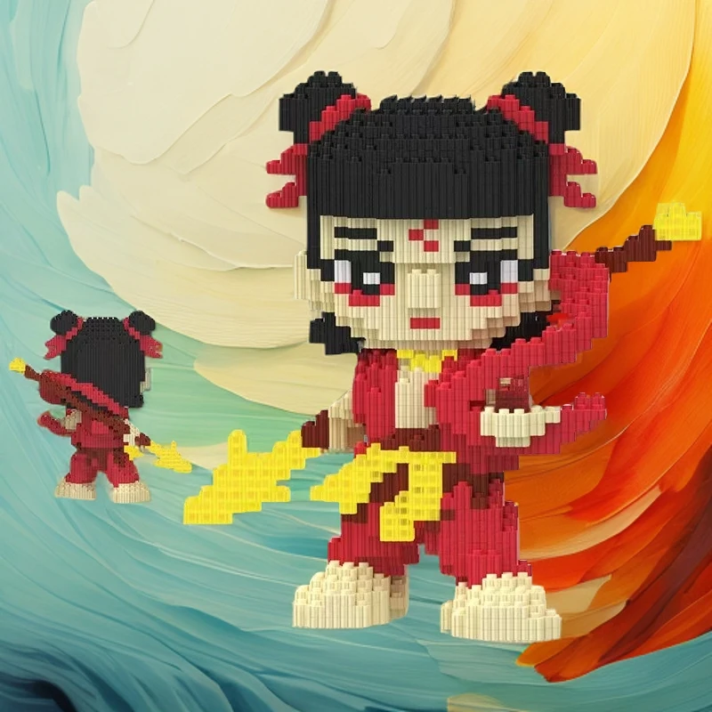 【618抢先购】升级夜光超大号英雄娜吒大颗粒立体拼搭摆件男女玩具