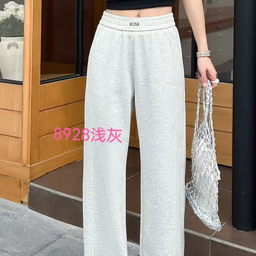 8928新款窄版垂顺阔腿裤女春夏季高腰宽松显瘦休闲运动直筒裤