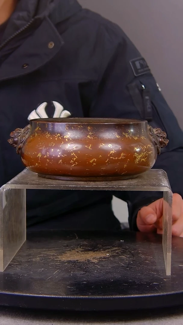 茶*一山水铜缘紫铜香炉结缘1111