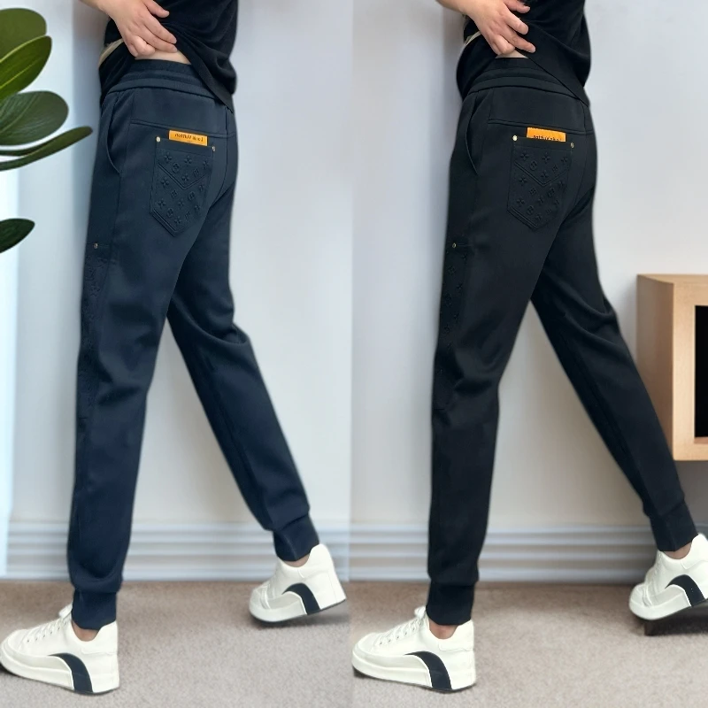 透气免烫韩版潮流休闲裤秋季弹力裤子卫裤印花男裤柔软舒适小脚裤