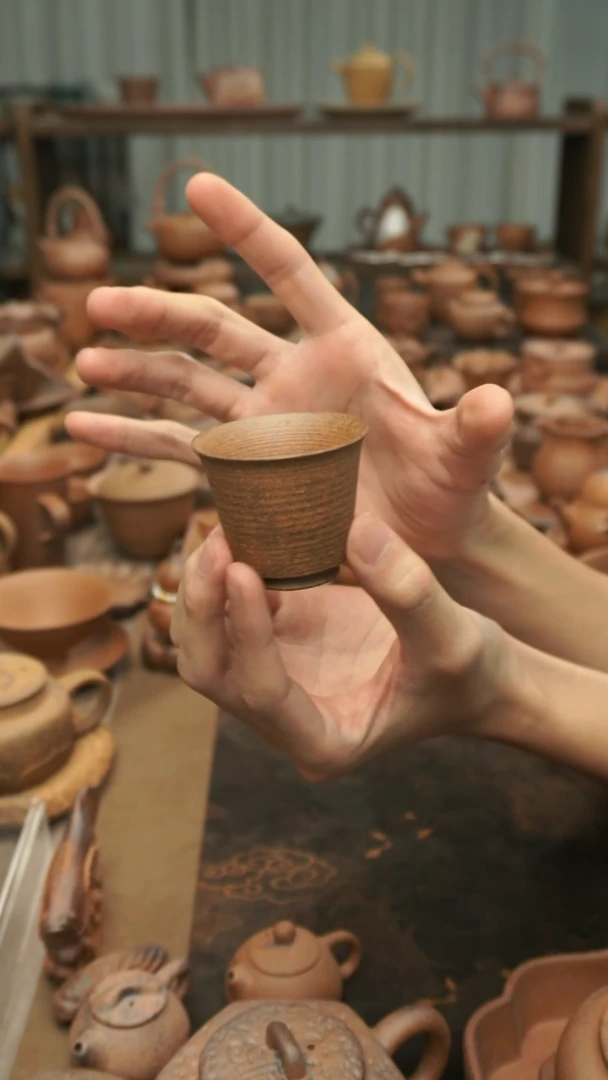 老岩泥原矿料  手拉纹闻香杯60ml