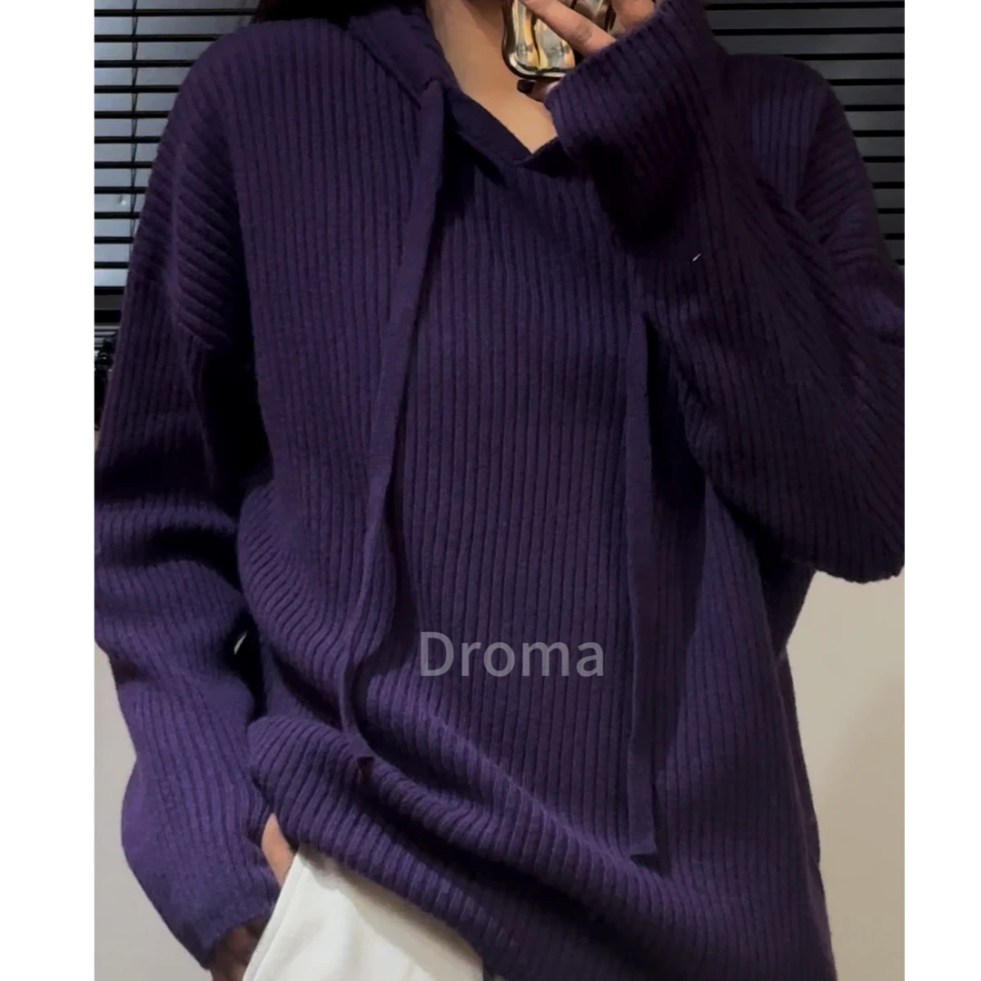 带帽羊羊紫色毛衣时尚秋冬