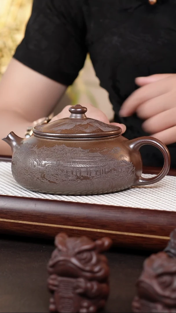 茶壶紫砂柴烧大寒江