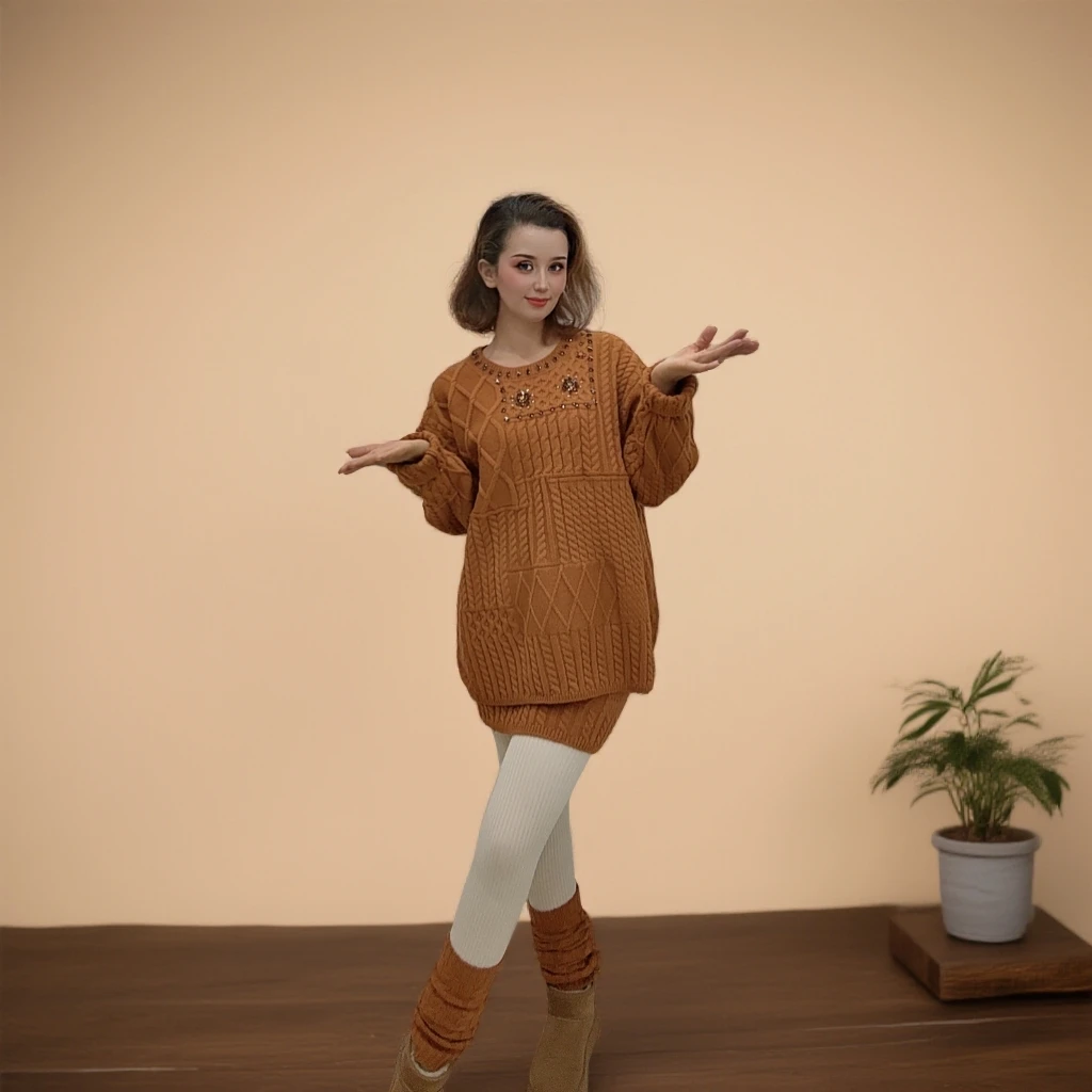 千金风休闲风学院风时尚套装均码百搭高领套头针织