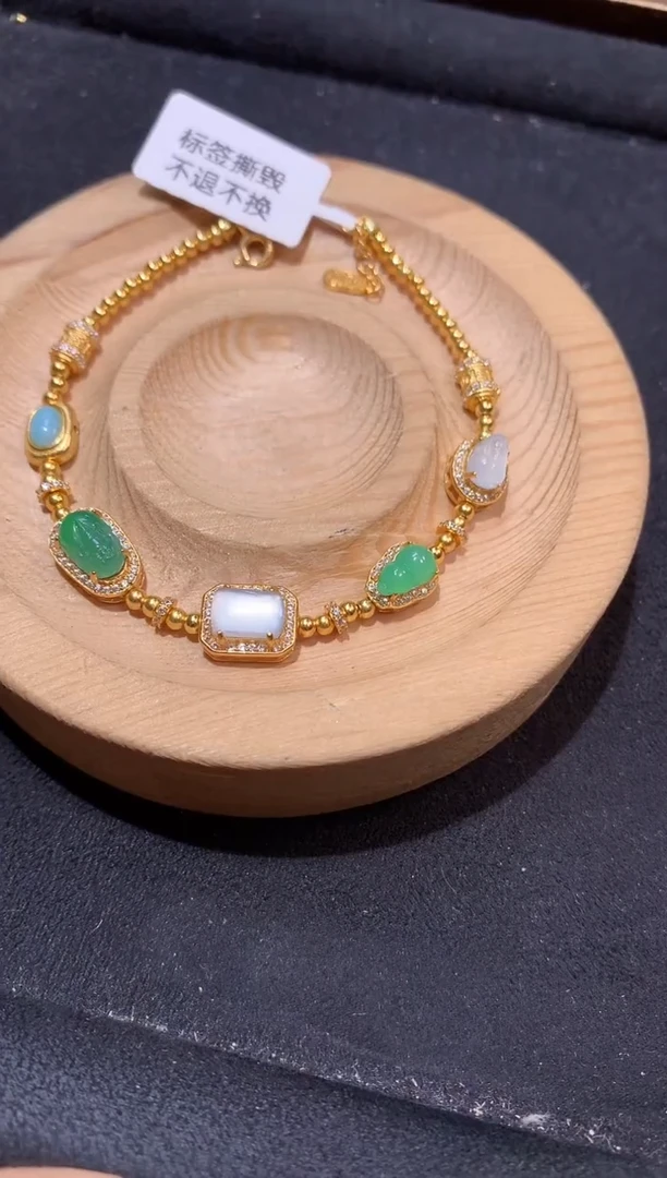 银S925镶嵌手串翡翠手链