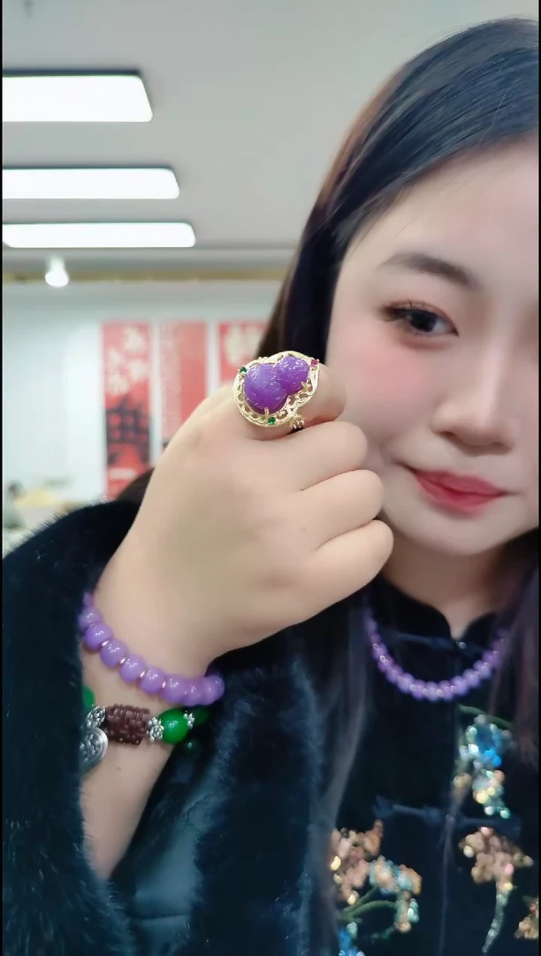 【闪购商品】翡翠戒指未镶嵌0317紫葫芦戒指