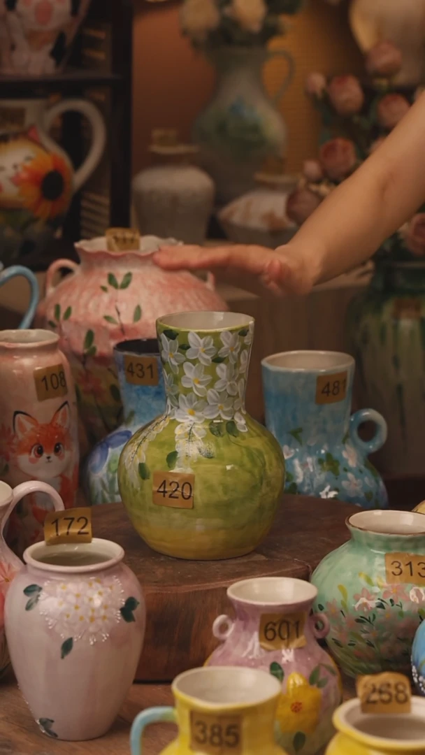 陶瓷420景德镇设计师手作花器摆件侘寂风