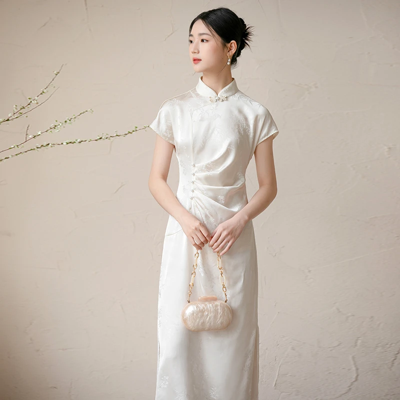 初蝉改良旗袍高端气质25夏季设计感连衣裙新中式国风0435-N