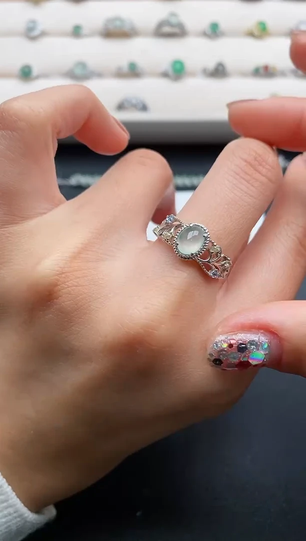 银S925镶嵌戒指翡翠77777777+1