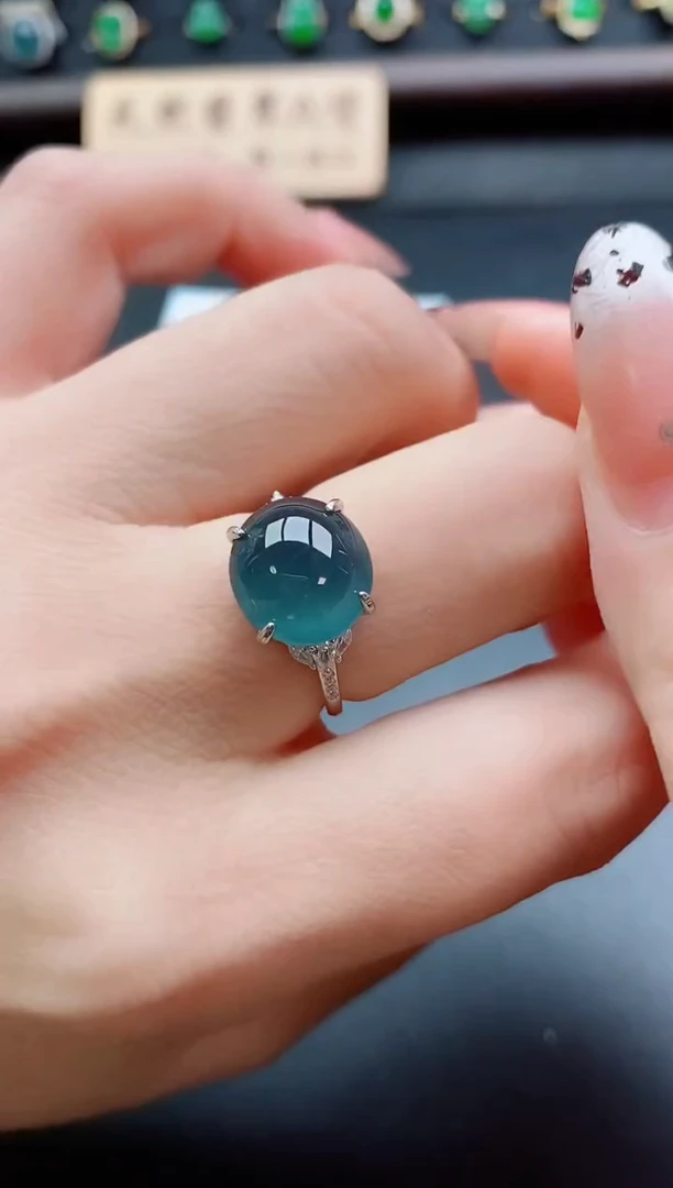 银S925镶嵌戒指翡翠1