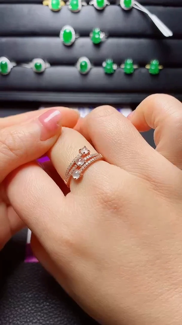 银S925镶嵌戒指翡翠天然翡翠A货s925银镶