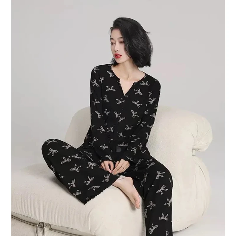 Sleep Password【黑色蝴蝶结】同款小众设计潮牌可外穿纯棉睡