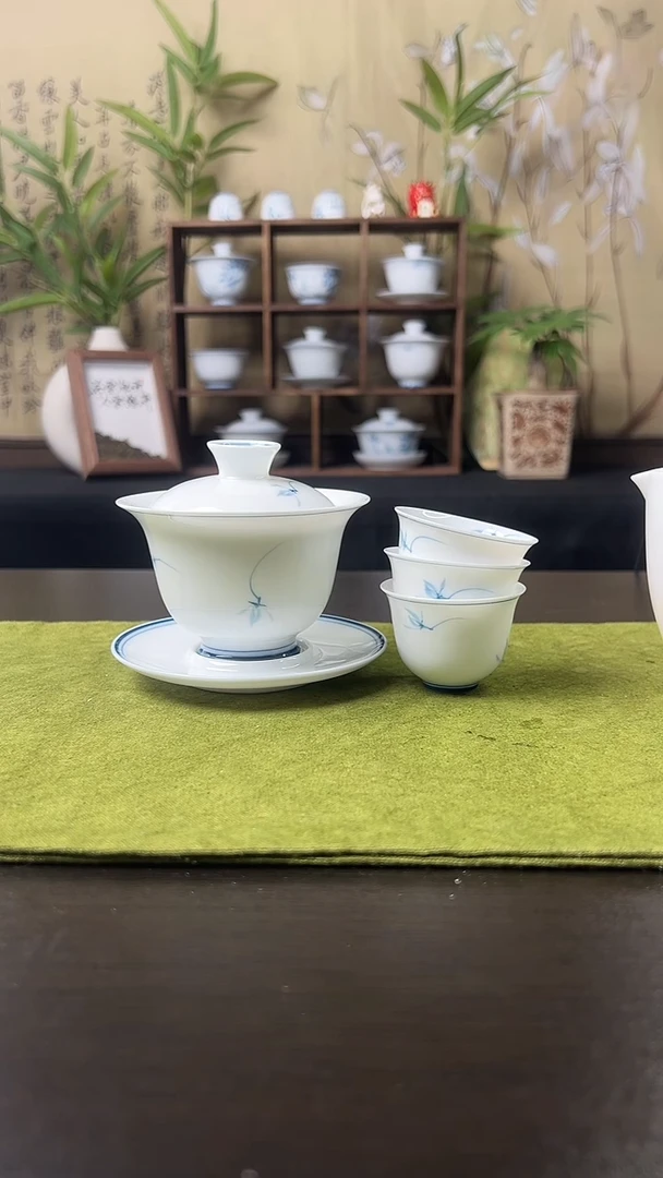 玉兰盖碗+壶沉+3客杯