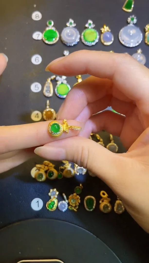 吊坠(不含链)银S925镶嵌翡翠千*1