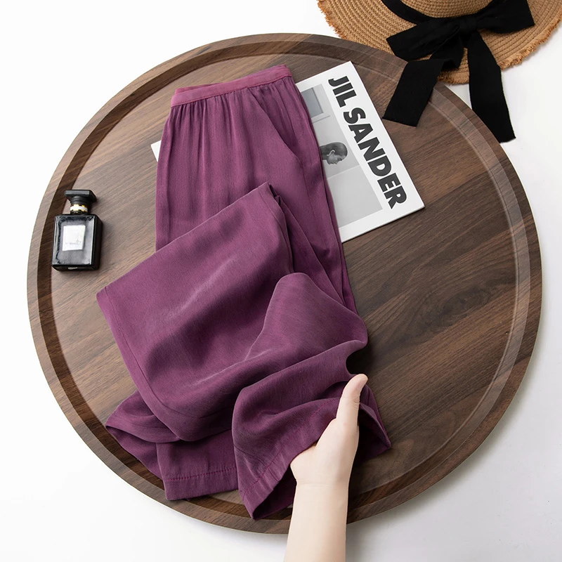 垂感凉凉裤女2025夏季薄款直筒休闲裤宽松紧高腰显瘦铜氨丝阔腿裤