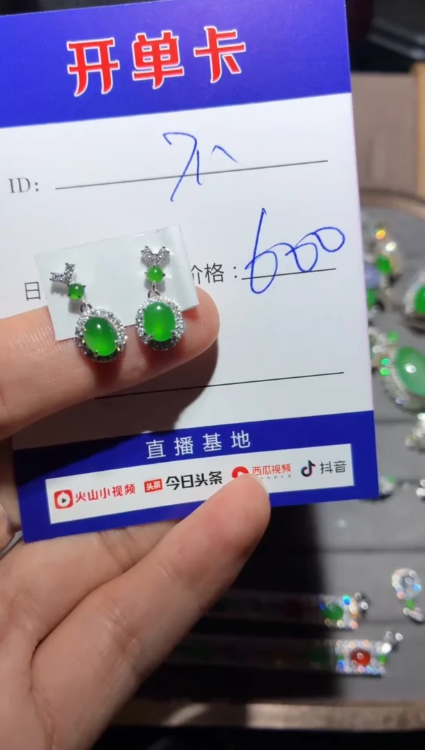 翡翠银S925镶嵌耳饰定向 不点