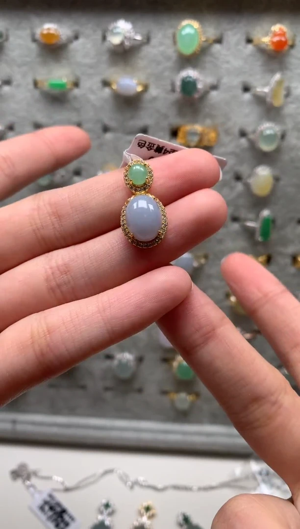 银S925镶嵌戒指翡翠吊坠15