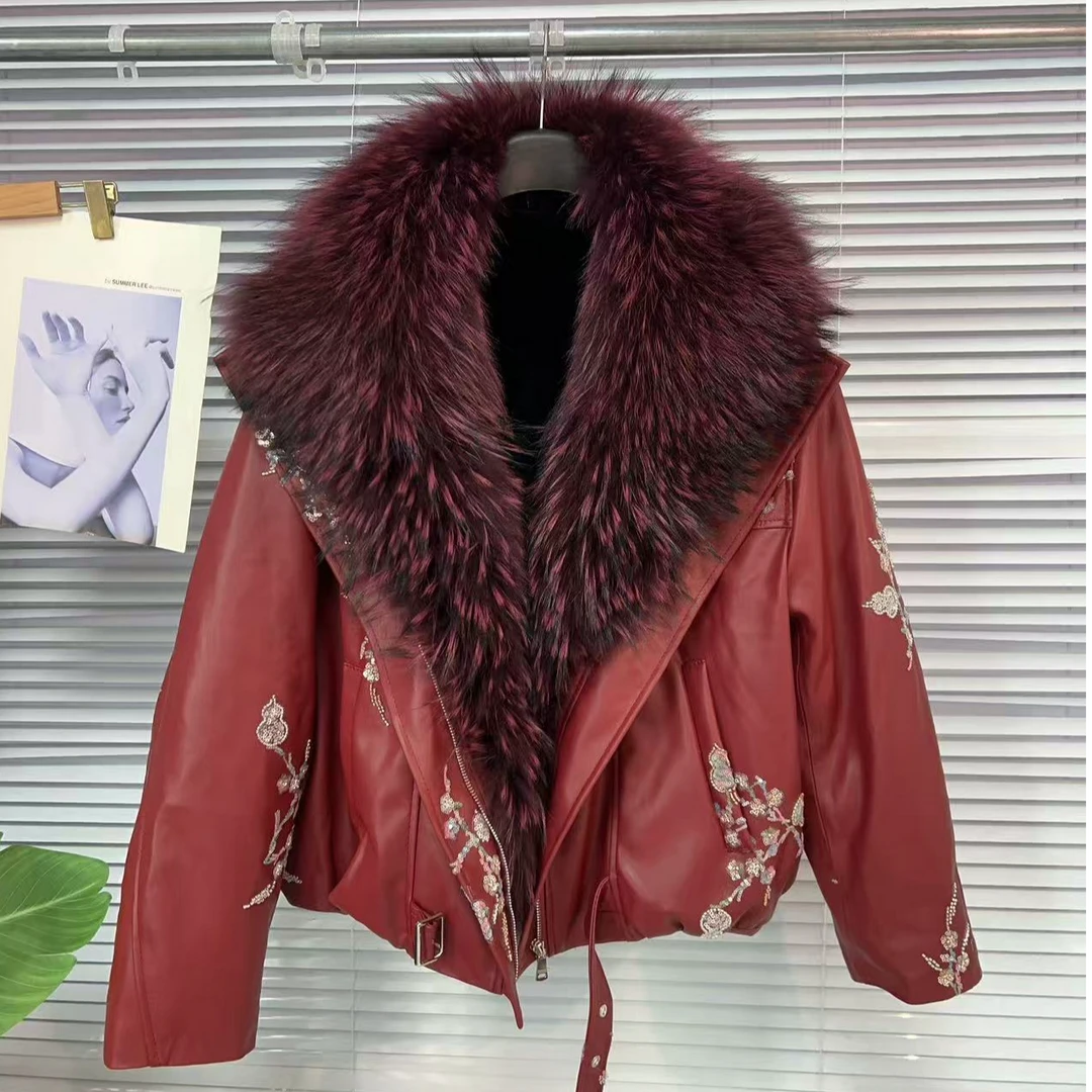 825【凡家衣橱】气质时尚百搭洋气重工潮流大气加绒加厚皮衣外套