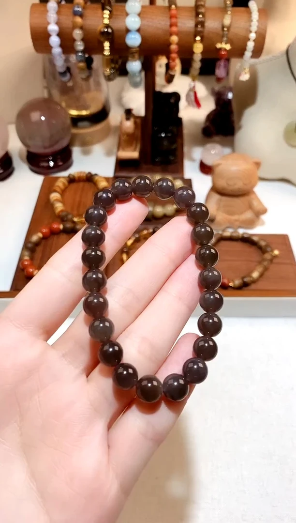 未镶嵌手链和田玉浓烟紫手串 8 多样性发一