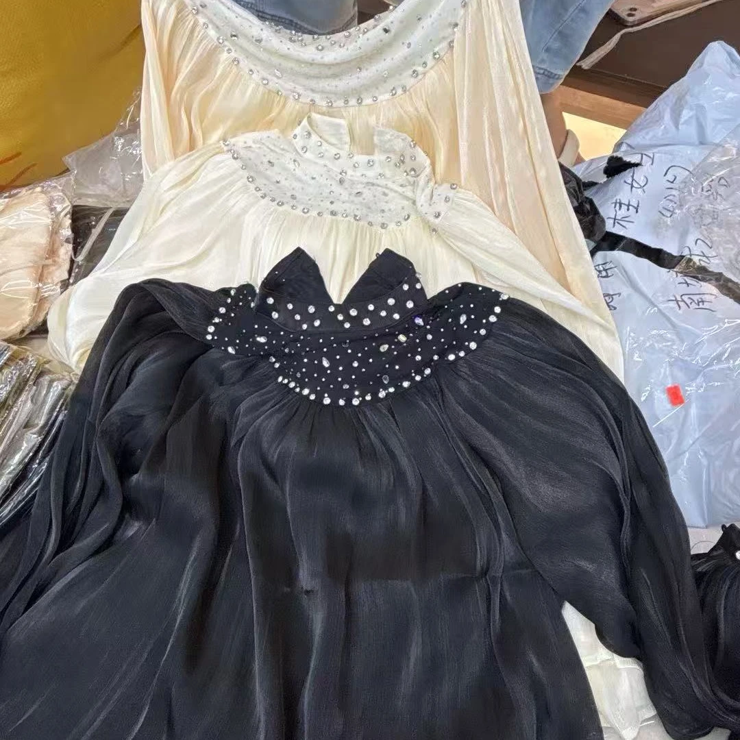 1065莫兰迪蕾丝提花衬衫百搭蕾丝上衣秋冬雪纺衫钉珠气质重工洋气