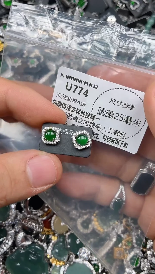 颈饰未镶嵌翡翠U774耳钉