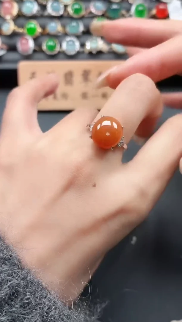 银S925镶嵌戒指翡翠1