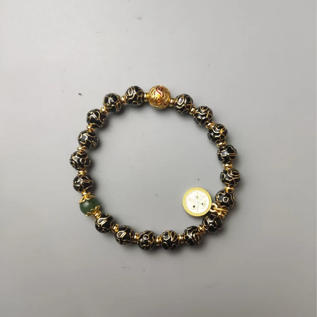 和田玉非遗手工珐琅景泰蓝手串（黑）