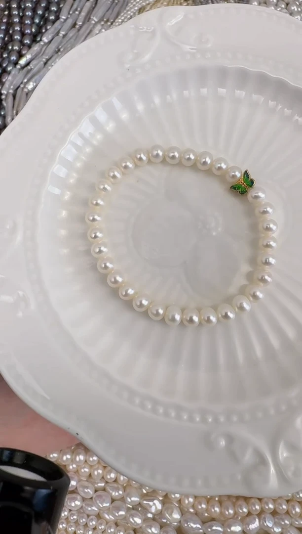 淡水珍珠手绳银S925镶嵌a09