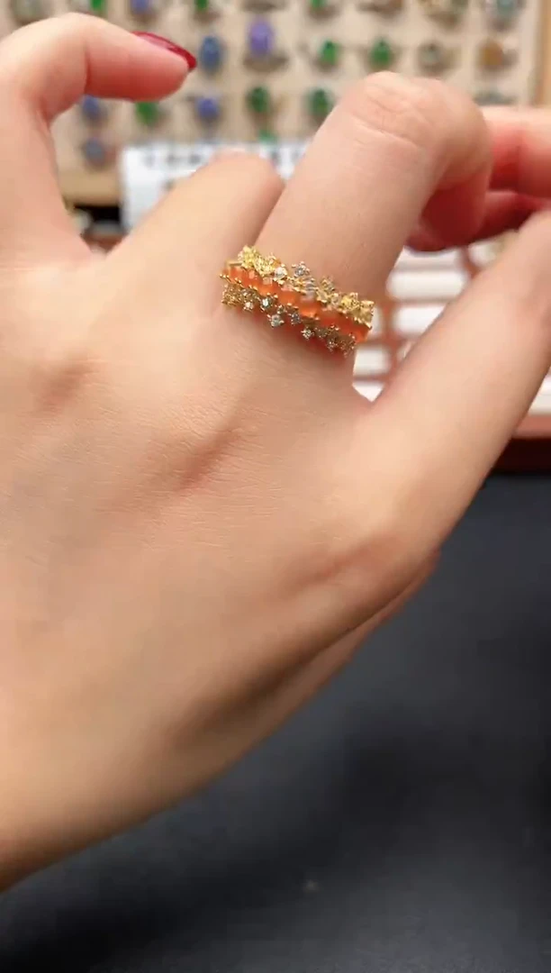 银S925镶嵌戒指翡翠一物一证一礼盒