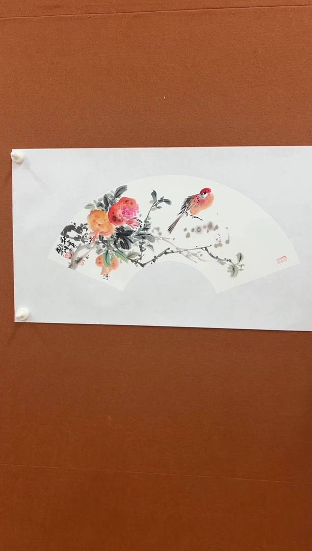 国画李文峰扇面花鸟