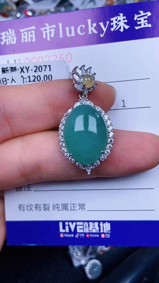 颈饰银S925镶嵌翡翠2250