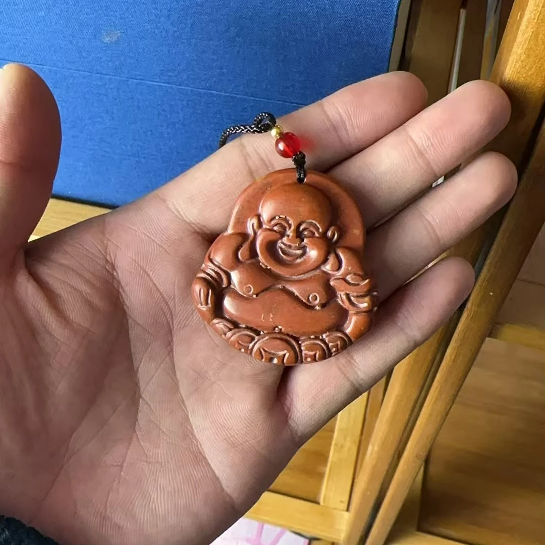 天然泗滨砭石马头山脖子挂件佛