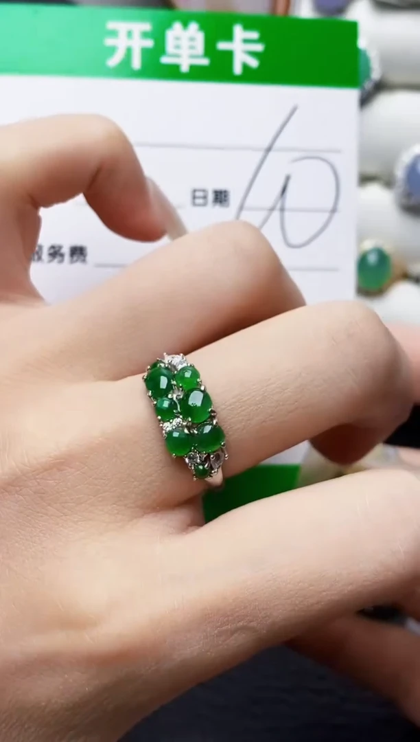 银S925镶嵌戒指翡翠2685