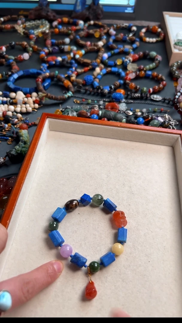 银S925镶嵌青金石手串青金石手串