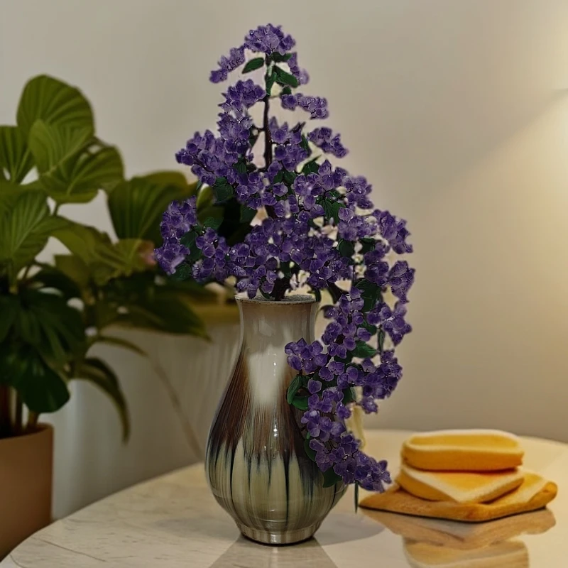 【卓越轻奢原创】现代轻奢窑变紫水晶树摆件陶瓷纯手工点缀精美