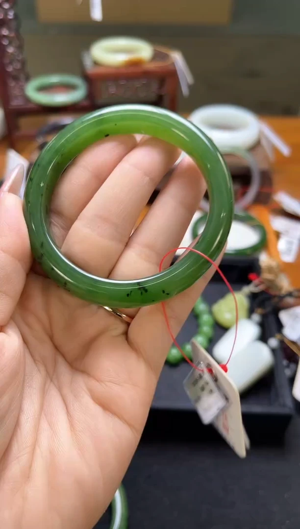 未镶嵌手镯和田玉俄料碧玉 55圈 9016156