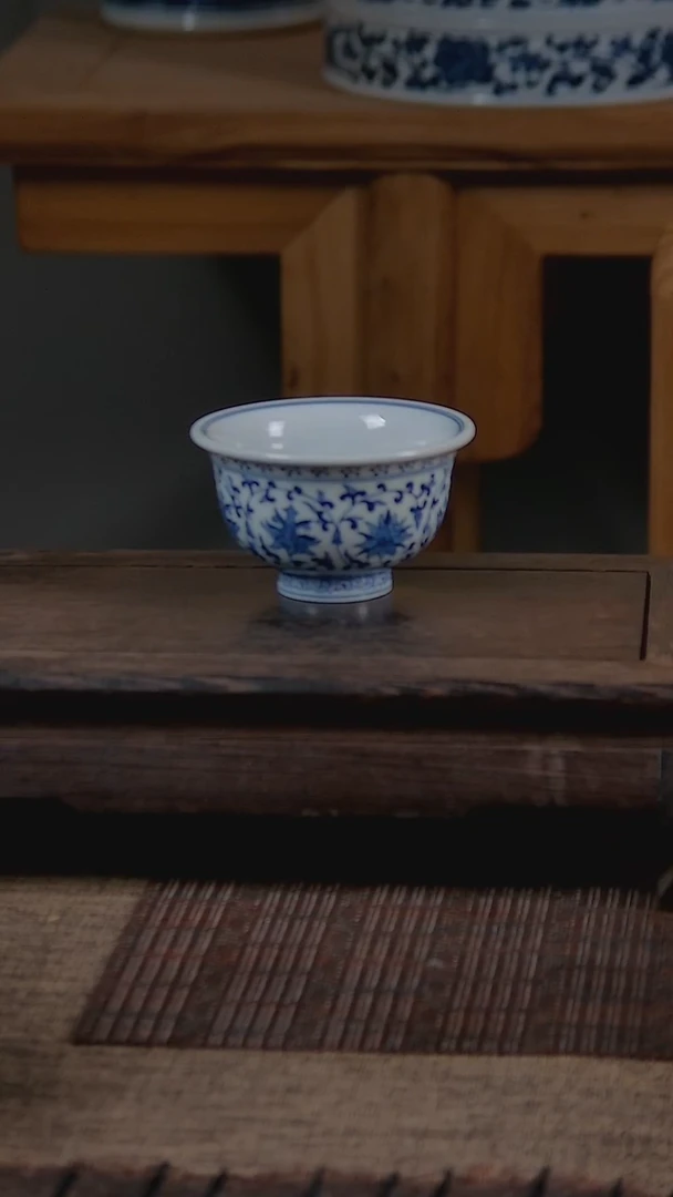 杯折葵非器手工手绘缠枝莲压手杯