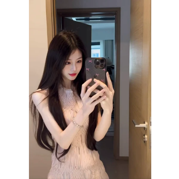 法式复古辣妹气质网纱拼接连衣裙女夏季2025新款显瘦高级感长裙子