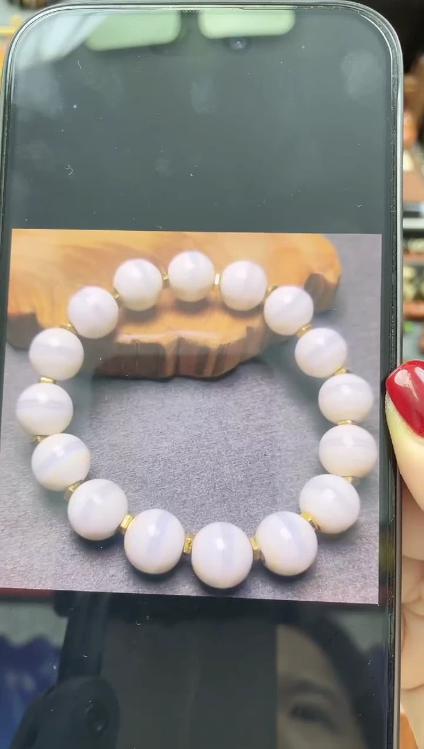 未镶嵌珠珠玛瑙/玉髓奶包圆珠药师手串