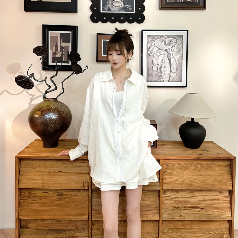 25305 清新简约舒适日常宽松长袖衬衫休闲百搭