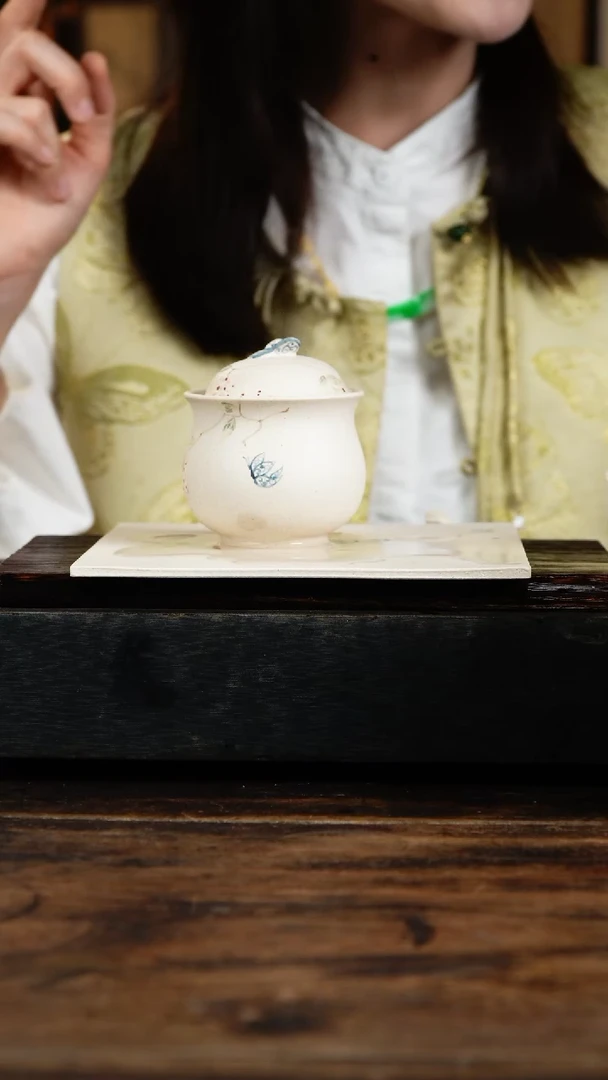 茶壶紫砂梦蝶盖碗。。。