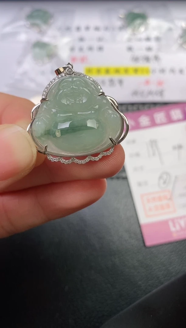 颈饰银S925镶嵌翡翠简挂件